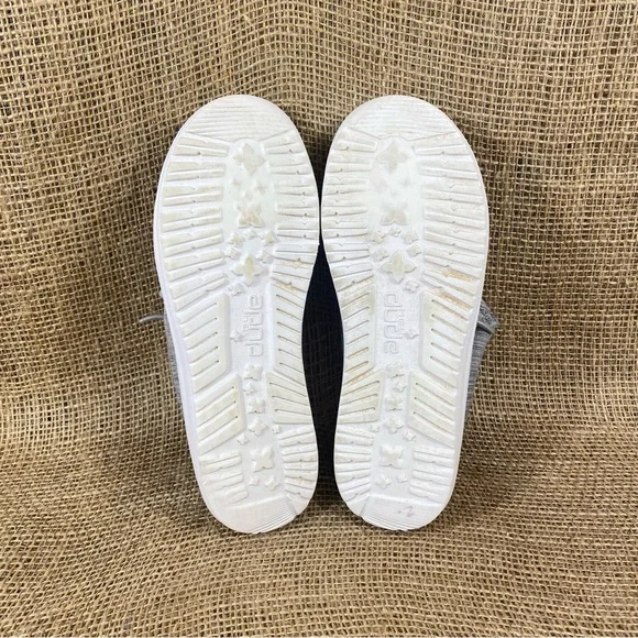 🛑SOLD🛑 Hey Dude Shoe Casual Walley Linen Stone Gray Slip On Size 5 - Picture 10 of 10